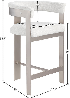 Romeo Cream Boucle Fabric Counter Stool 739Cream-C Meridian Furniture