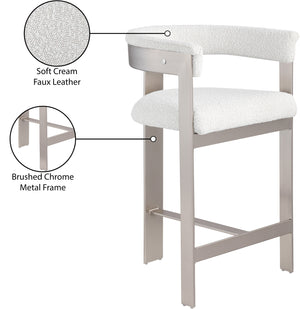 Romeo Cream Boucle Fabric Counter Stool 739Cream-C Meridian Furniture