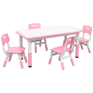 English Elm Qaba Kids Table And Chair Set - 5-Piece Adjustable Height Toddler Furniture For Play & Learning Fun W2225P229599-GIGA
