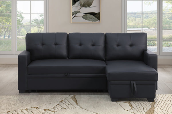 English Elm Convertible Upholstered Sectional Sofa with Pull-out Chaise Sleeper and Storage B2730S00008
