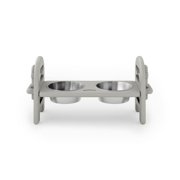English Elm Beige Collapsible Pet Feeder with Adjustable Height Recycled Poly Lumber Outdoor Ready Dark Gray B195P214987