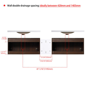 English Elm 84 Inch Wall Mounted Vanity with Dual Resin Sinks, Soft Close Doors, Metal Handles, Ample Storage Space California Walnut W999S00191