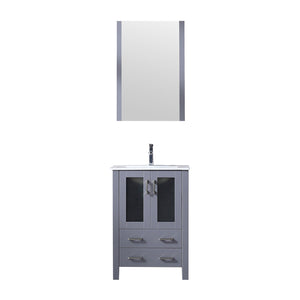 English Elm Dark Grey Bath Vanity Set With White Ceramic Top, Chrome Faucet & Matching 22" Mirror For Small Spaces B2731S01283