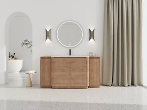 English Elm 64'' Freestanding Bathroom Vanity Oak Melamine Plywood with Ceramic Sink Soft Close W999S00515