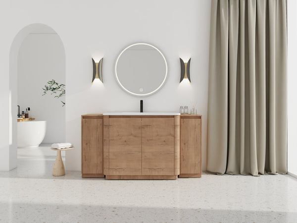 English Elm 64'' Freestanding Bathroom Vanity Oak Melamine Plywood with Ceramic Sink Soft Close W999S00515