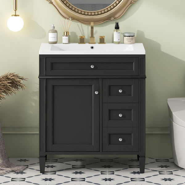 English Elm 30'' Modern Bathroom Vanity With Sink, Stylish Storage Cabinet & Tip-Out Drawer For Organized Elegance SW000122AAB-2