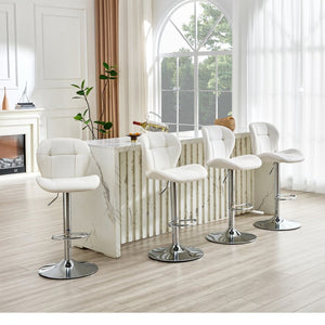 English Elm Set of 2 Adjustable Tufted Pu Barstools with Chrome Base for Kitchen Island or Pub W3875P382615