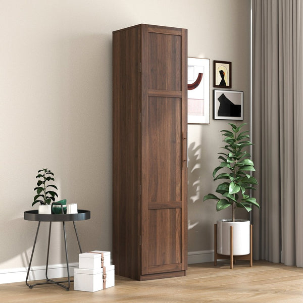 English Elm Kitchen Pantry Cabinet Walnut Tall Freestanding Storage with Shelves and Doors W331P426747