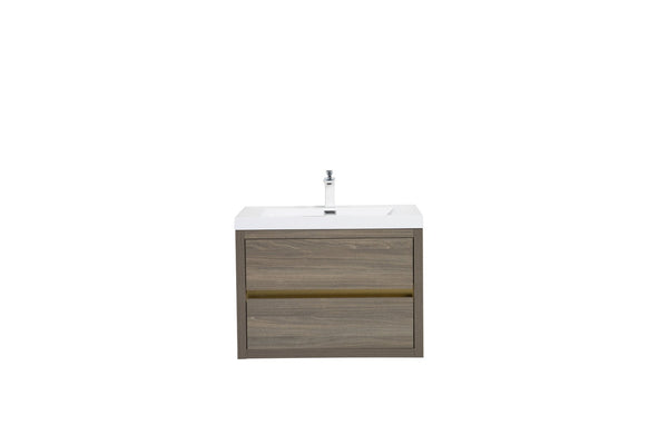 English Elm 30" Floating Wall Mount Bathroom Vanity Stone Resin Sink Soft Close Solid Wood W1573S00073