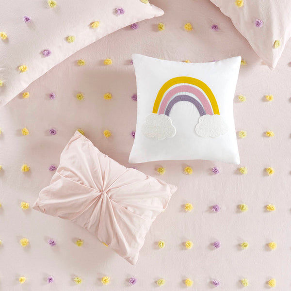 English Elm 5PCS Cotton Sateen Duvet Set Full/Queen with 300TC Printed Face, 2 Shams & 2 Decorative Pillows, Breathable Comfort Pink 22.83 L x 20.87 W x 9.84 H B035P341217