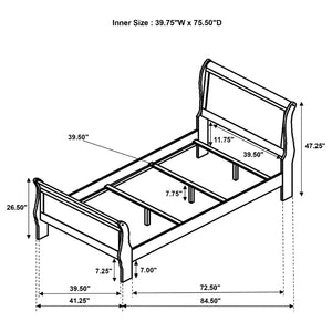 English Elm Mckee White Twin Sleigh Bed Tall Paneled Headboard Cottage Style Rubberwood Frame B062S01817