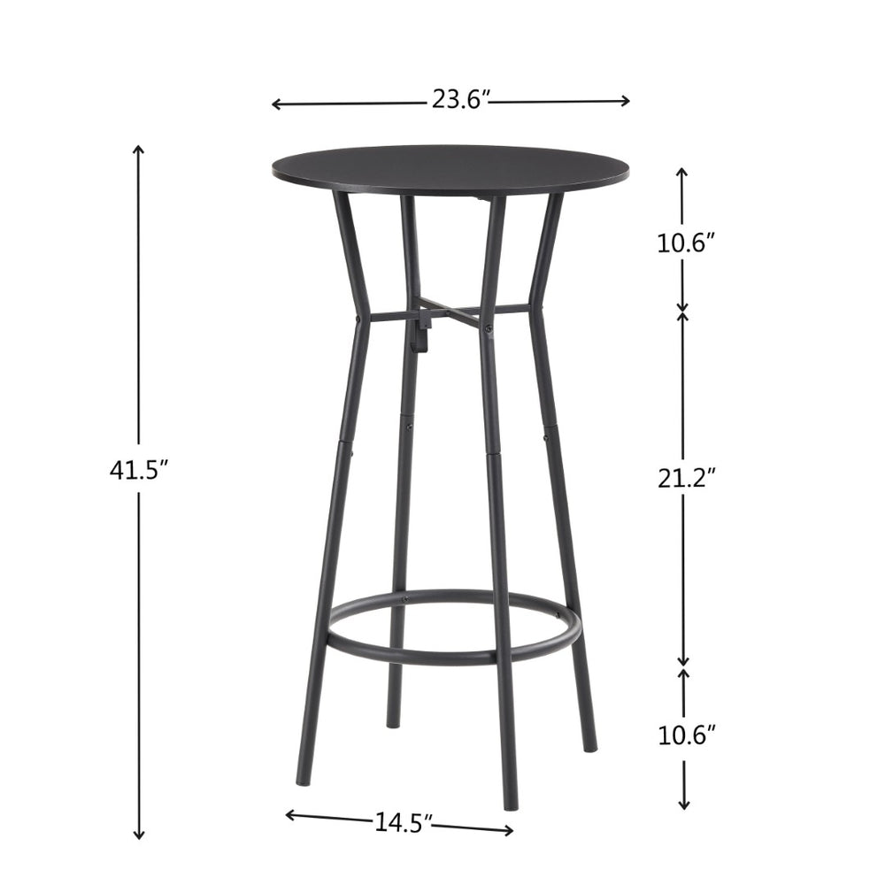 English Elm 3 Piece Counter Height Dining Set Industrial Metal Grid Chairs with Fabric Seats D665118806