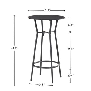 English Elm 3 Piece Counter Height Dining Set Industrial Metal Grid Chairs with Fabric Seats D665118806