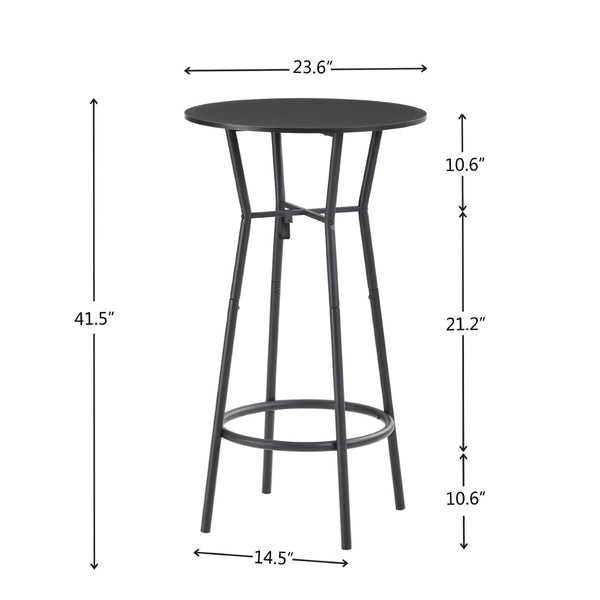 English Elm 3 Piece Counter Height Dining Set Industrial Metal Grid Chairs with Fabric Seats D665118806