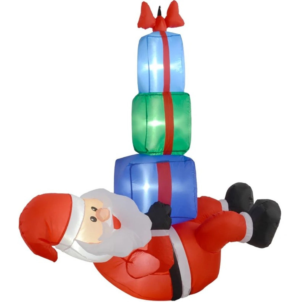 English Elm Christmas Inflatable Santa Hanging Below Gift Boxes Led Lit Outdoor Yard Display T3971P416133