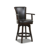 English Elm Williams 27In Swivel Counter Height Bar Stool, Vintage Black Brown Faux Leather