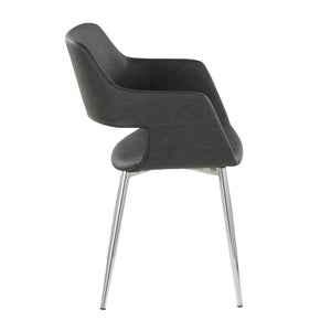 English Elm Margarite Contemporary Dining Chairs Set Of 2 - Sleek Chrome & Grey Faux Leather For Modern Spaces B202S01282