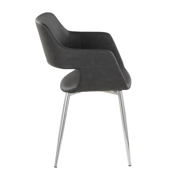 English Elm Margarite Contemporary Dining Chairs Set Of 2 - Sleek Chrome & Grey Faux Leather For Modern Spaces B202S01282