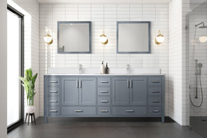 English Elm Dark Grey Double Bath Vanity 84" W With Cultured Marble Top - Elegant Storage & Soft-Close Design B2731P259154
