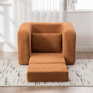 English Elm 40" Chenille Cloud Floor Chair Convertible Sleeper Sofa Lounge for Dorm Apartment Bedroom Orange W3118P388896