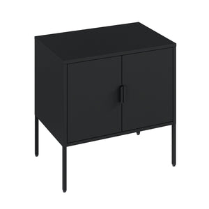 English Elm Ava 24" Metal Accent Cabinet in Black – Slim Steel Storage with Adjustable Shelf, Modern Minimalist Design B365P397879