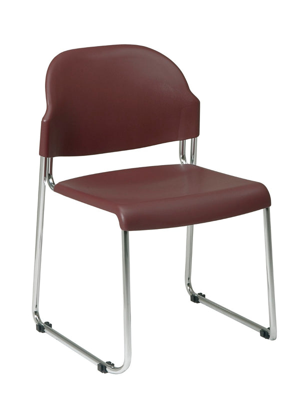 OSP Home Furnishings Stack Chair with Chrome Frame and Ergonomic Plastic Seat for Office or Event Spaces STC3030C30-4