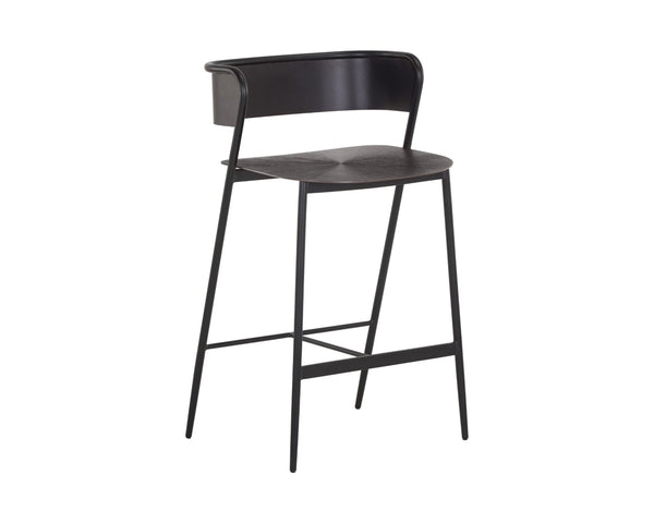 Sunpan KEANU Counter Stool - Handcrafted Gunmetal Design with Starburst Seat for Modern Spaces & Style 107640