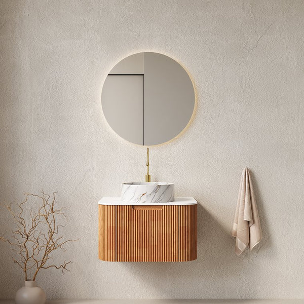 English Elm Dina 24" Floating Bathroom Vanity With Ceramic Sink, Stylish Woodgrain Storage & Easy Installation W2615S00490