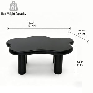 English Elm 40-inch Cloud Shaped Coffee Table Sculptural Mdf Top with Tapered Legs for Living Rooms Black W3935S00004