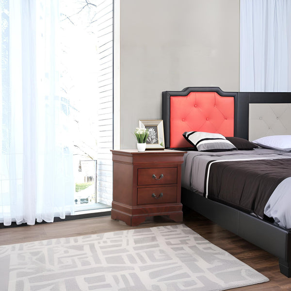 English Elm Elegant Modern Nightstand with Dovetail Drawers, Silver Hardware, Durable Wood Veneer for Bedroom Storage Cherry 28 L x 24 W x 19 H B078118373