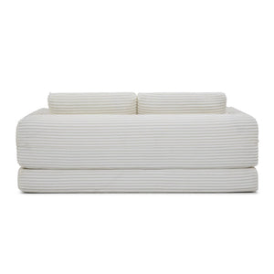 English Elm 2-in-1 Corduroy Futon Sofa Sleeper with Foam Fill and Modular Floor Profile Beige W1117P417292