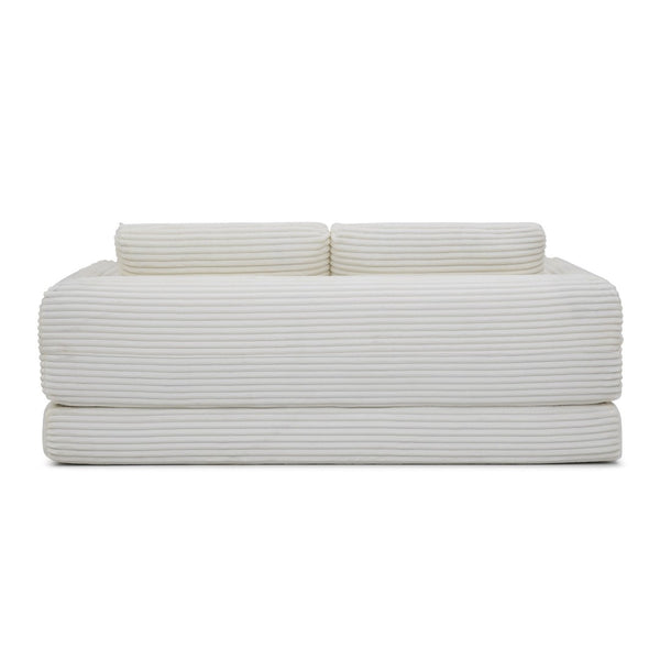 English Elm 2-in-1 Corduroy Futon Sofa Sleeper with Foam Fill and Modular Floor Profile Beige W1117P417292