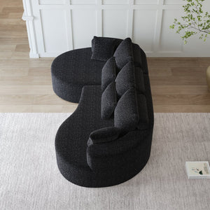 English Elm Modern Chenille Cloud Sectional Sofa with Deep Cushions and 7 Pillows for Living Room W834S00485
