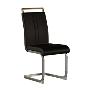 English Elm Modern High Back Pu Leather Dining Chairs Set of 4 with Chrome C Legs Cushioned Black W2189S00818