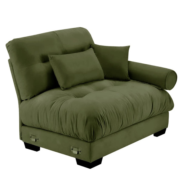 English Elm Milano Velvet Sectional Sofa with Bolster Arms Cloud Cushions for Glamorous Living Rooms W714P293265