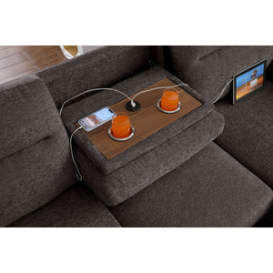 English Elm Chenille Reversible Sectional Sofa with Ottoman — Plush Tufted Chenille, Eucalyptus Frame Comfort Retreat Brown B016S00044