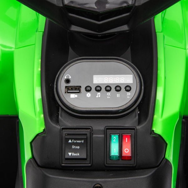 English Elm 24v Dual Motor Kids Atv Ride on with Led Lights Bluetooth Storage Racks Off Road Green W1578P390451