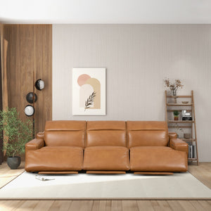 English Elm Urbana Triple Power Reclining Sofa in Top Grain Leather for Modern Living Rooms B183S00114