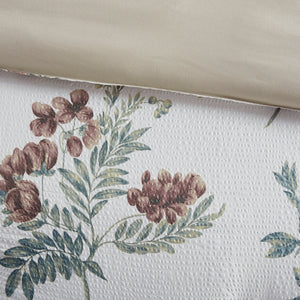 English Elm 7 Piece Printed Seersucker Comforter Set With Cozy Throw Blanket In Taupe/Blush For King Beds B035P266670