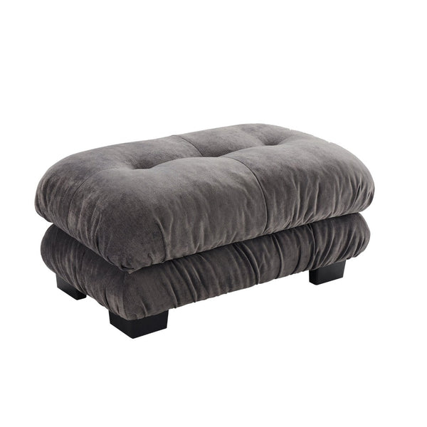 English Elm 27 Chenille Upholstered Modular Ottoman Solid Wood Frame Foam Cushion Sectional Accent Gray W714P253483