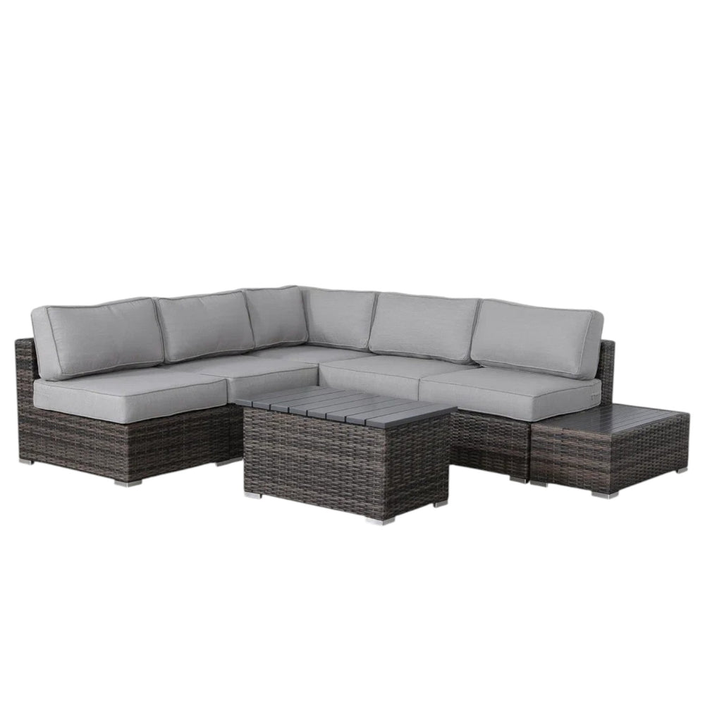 English Elm Fully Assembled 4-Person Wicker Patio Lounge Set With Cushions - Weather-Resistant & Modular Design! B120S00265