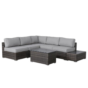 English Elm Fully Assembled 4-Person Wicker Patio Lounge Set With Cushions - Weather-Resistant & Modular Design! B120S00265