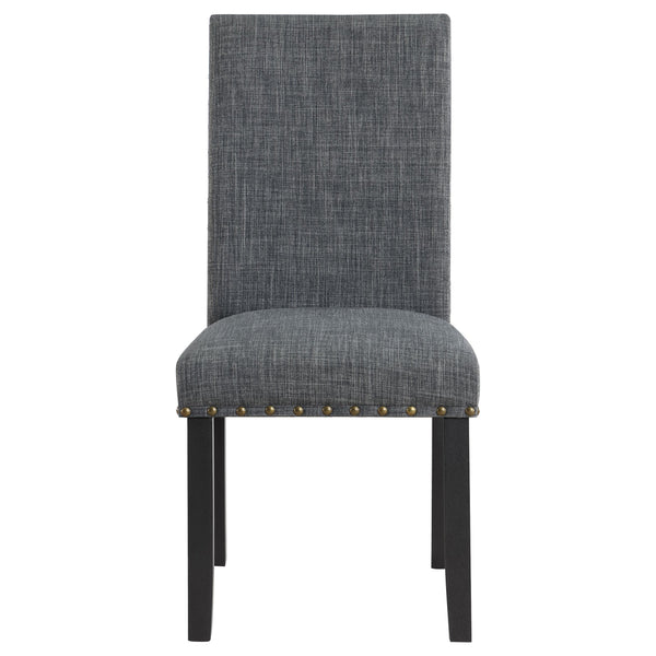 English Elm Van Slyke Grey six-piece dining set with nailhead-trim chairs, bench & black frame for modern style B062P358491