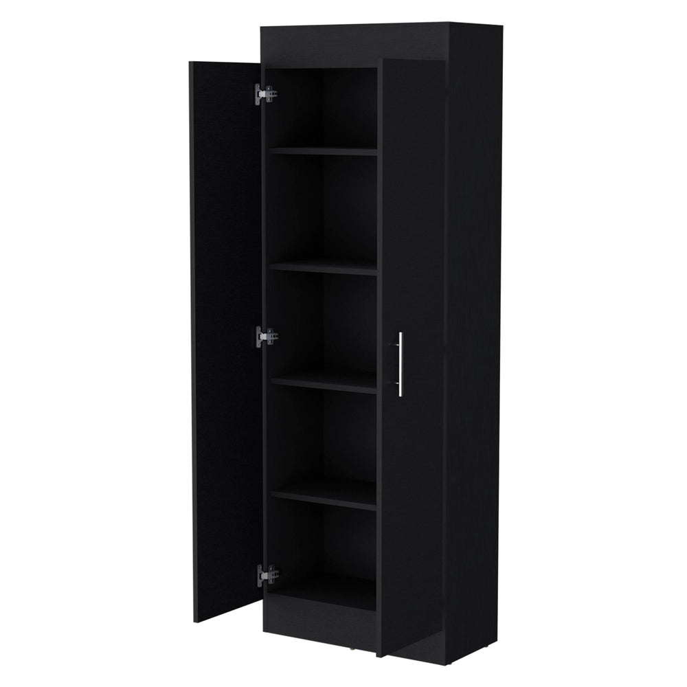 English Elm Dawson Tall Pantry Cabinet with 5 Shelves, Slim Black or White Storage Cupboard for Kitchen B128P176125