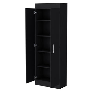 English Elm Dawson Tall Pantry Cabinet with 5 Shelves, Slim Black or White Storage Cupboard for Kitchen B128P176125