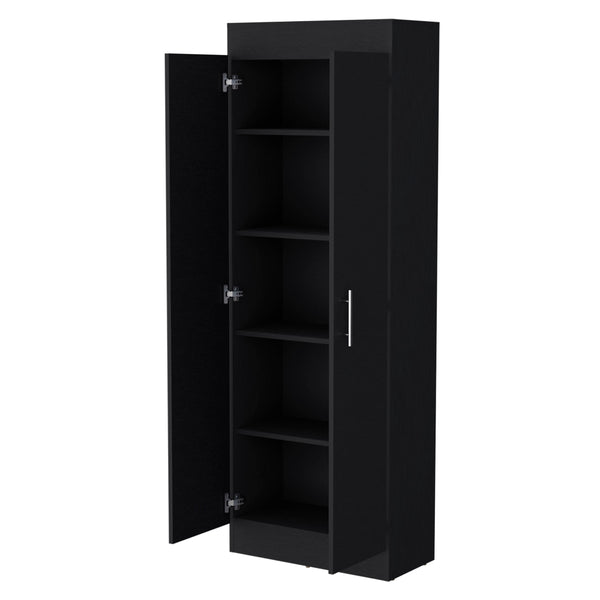 English Elm Dawson Tall Pantry Cabinet with 5 Shelves, Slim Black or White Storage Cupboard for Kitchen B128P176125