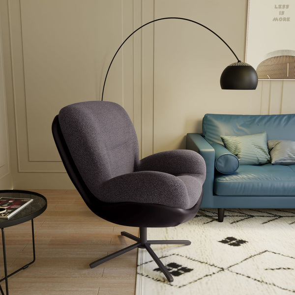 English Elm Christopher Knight Home® - 360° Swivel Office Chair Chenille and Faux Leather Accent with Metal Base, Ergonomic Plush Seating for Home and Office Black,Dark Gray N817P205024H