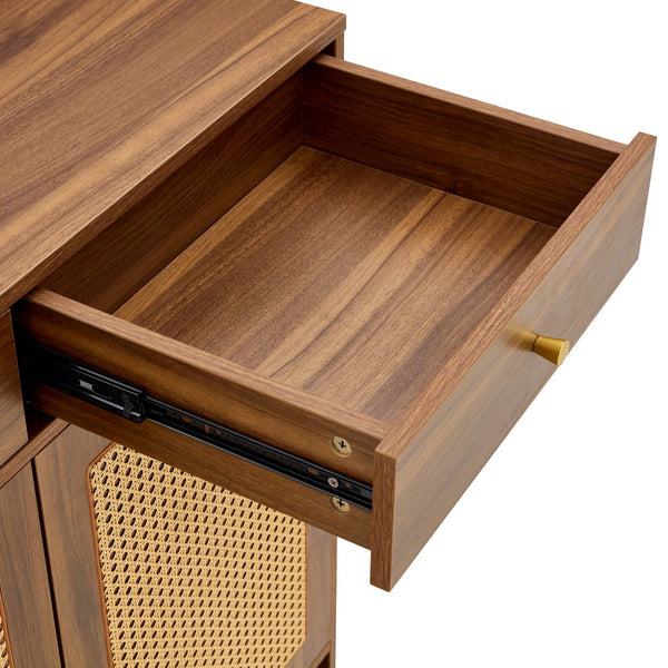 English Elm Multi-Functional Walnut Mdf Shoe Cabinet - Elegant Nordic & Industrial Design With Smart Storage Solutions W3226P278928