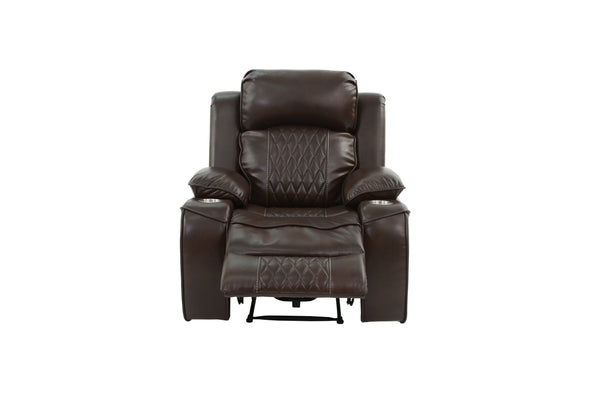 English Elm Power Motion Recliner Chair with USB Cup Holders Wireless Charging Gel Leatherette Brown Comfort B011P205591