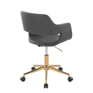English Elm Margarite Contemporary Task Chair In Gold & Grey Faux Leather - Stylish, Ergonomic & Adjustable Comfort B202P223914